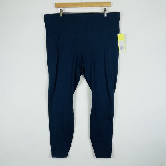 All In Motion Navy Blue Pockets Stretch Light Leggings Pants Women 3X New‎ NWT - Picture 1 of 7